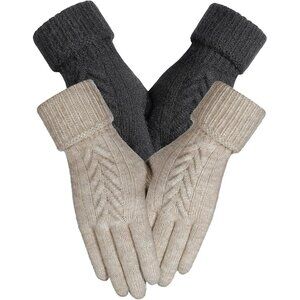 Chic Women's Winter Gloves - Touch Screen Knit Gloves with 3D Design, One Size